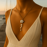 Alexandra - Colar Dourado com Conjunto de Pérolas
