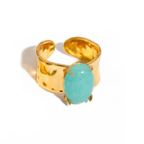 Anel da Deusa Azul Amazonite Sofisticado
